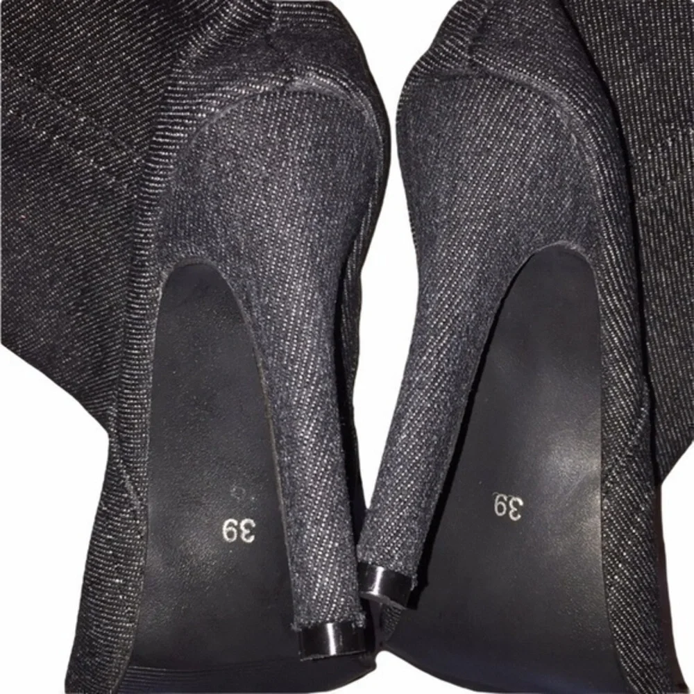 Over The Knee Denim Stilettos